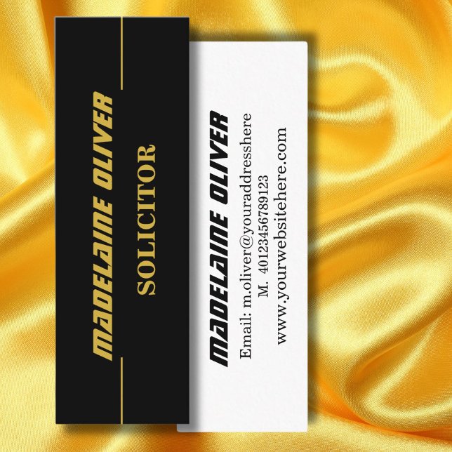 Modern Elegant Sleek Solicitor Professional Black  Mini Business Card (Creator Uploaded)