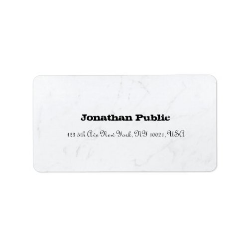 Modern Elegant Sleek White Marble Plain Address Label