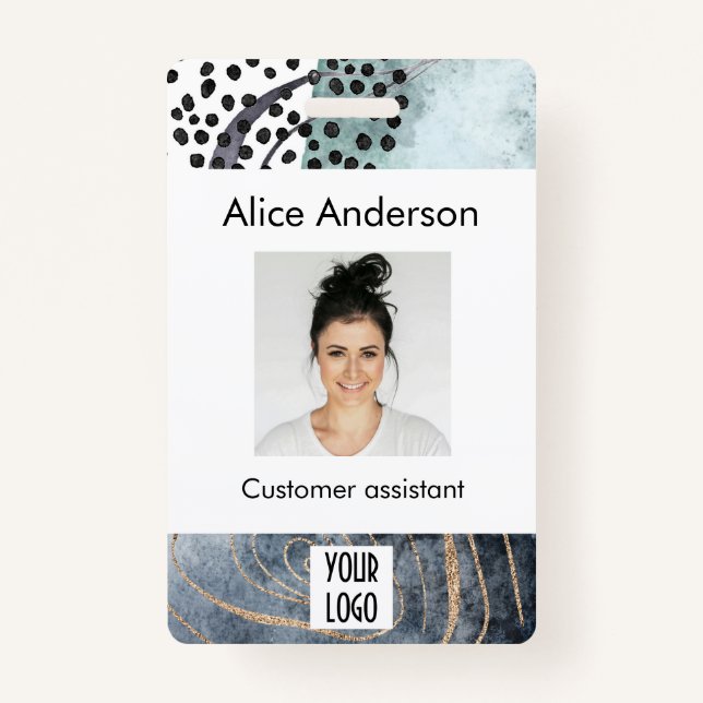 Modern elegant small business feminine ID Badge (Front)