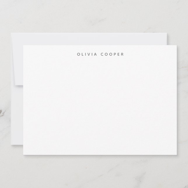 Modern Elegant Smokey Grey Personal Stationery  Note Card (Front)