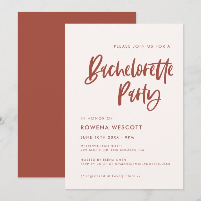 Modern elegant snow pink Bachelorette Party Invitation (Front/Back)