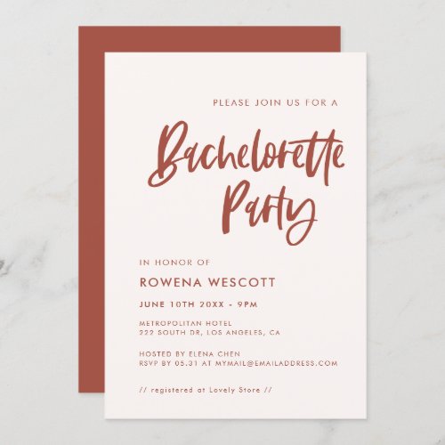 Modern elegant snow pink Bachelorette Party Invitation