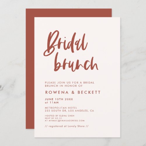 Modern elegant snow pink Bridal Brunch Invitation