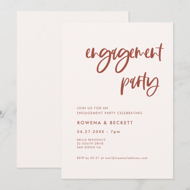 Modern elegant snow pink Engagement party Invitation (Front/Back)