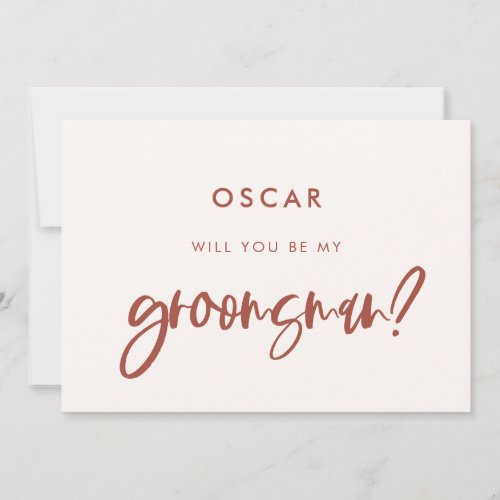 Modern elegant snow pink groomsman proposal card