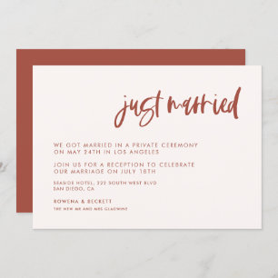 Modern elegant snow pink Just married Invitation