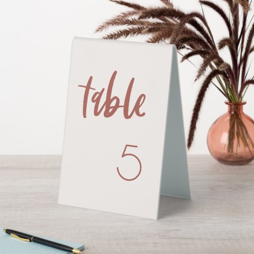 Modern elegant snow pink wedding table number table tent sign