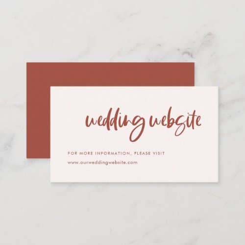 Modern elegant snow pink wedding website enclosure card