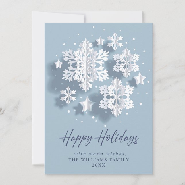 Modern Elegant Snowflake Christmas Greeting Holiday Card (Front)