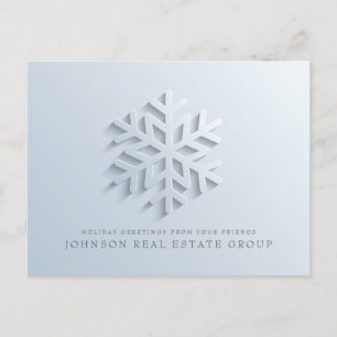 Modern Elegant Snowflake Holiday Greetings Postcard