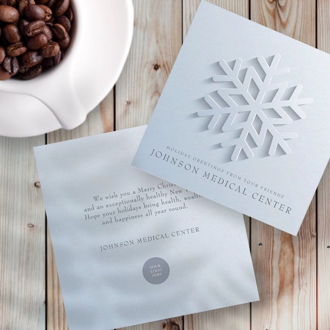 Modern Elegant Snowflake Medical Holiday Greetings Note Card (Creator Uploaded)