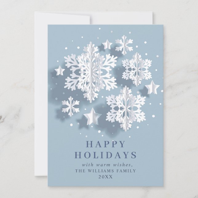 Modern Elegant Snowflakes Christmas Greeting Holiday Card (Front)