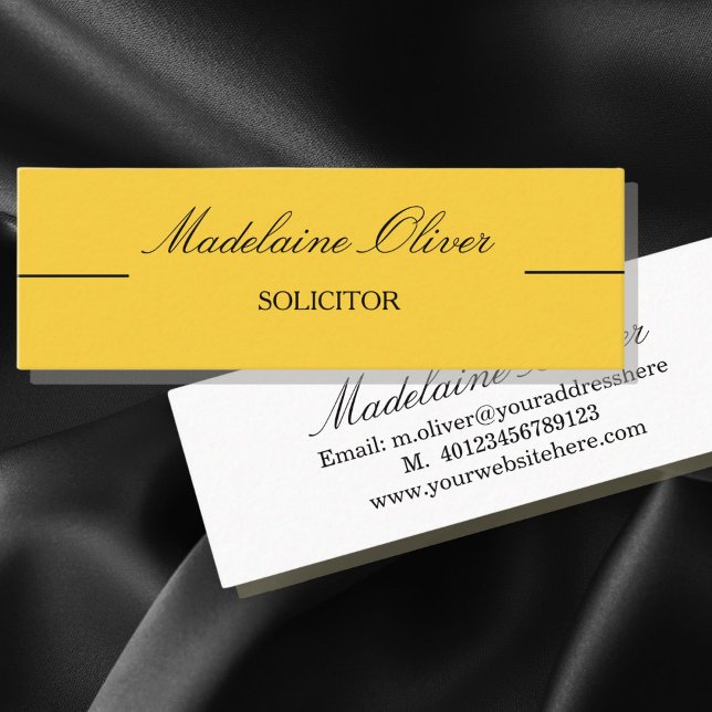 Modern Elegant Solicitor Professional Yellow Mini Business Card (Creator Uploaded)