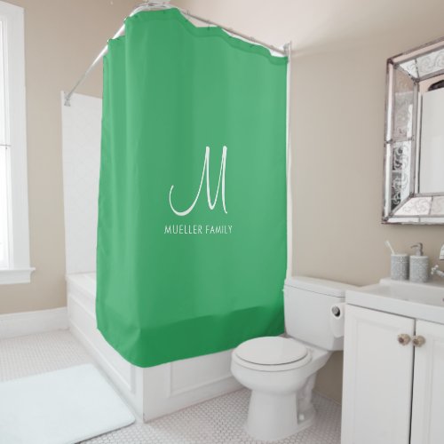 Modern Elegant Solid Color Sea Green Template Name Shower Curtain