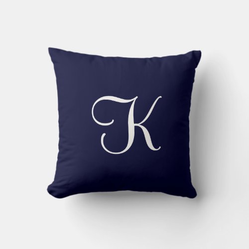 Modern Elegant Solid Dark Navy Custom Monogram Throw Pillow