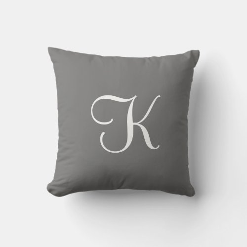 Modern Elegant Solid Light Grey Monogram  Throw Pillow