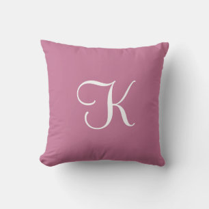 Modern Elegant Solid Mauve Pink Custom Monogram Throw Pillow