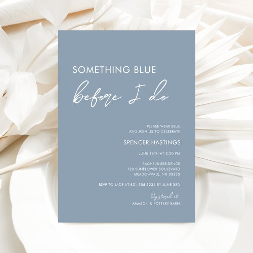 Modern Elegant Something Blue Bridal Shower Invitation