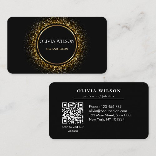 Modern Elegant spa Salon monogramme white QR code  Business Card