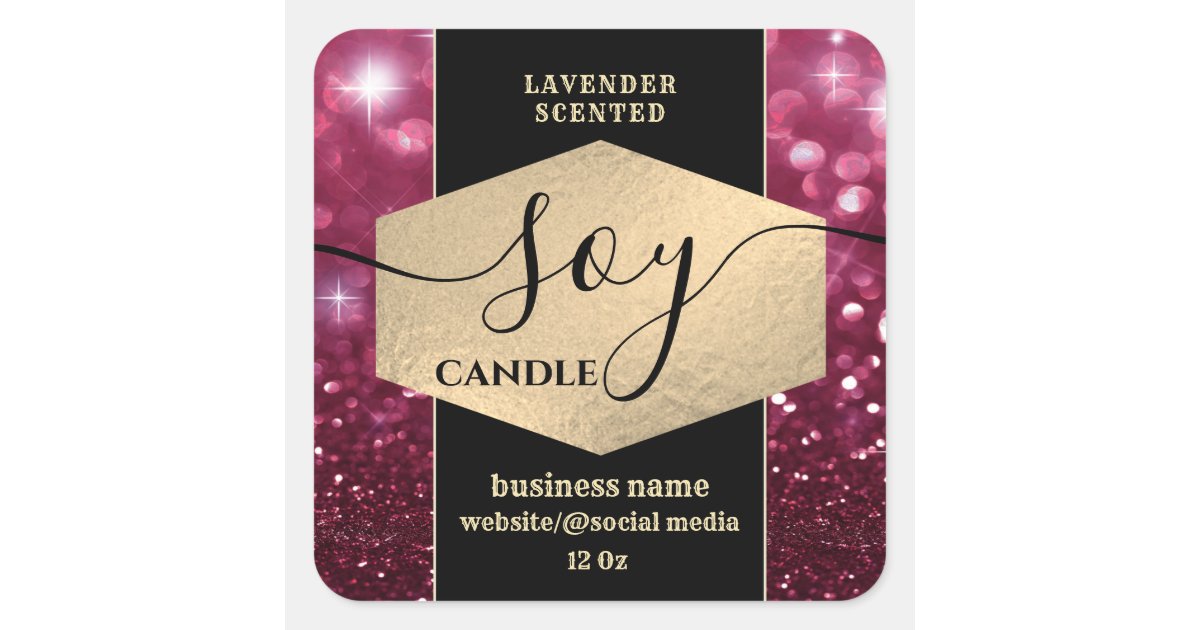 Modern elegant sparkle glittery soy candle label Zazzle