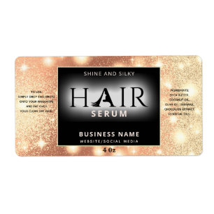 Modern elegant  sparkle  HAIR serum label