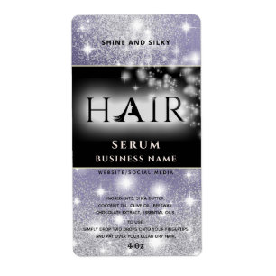 Modern elegant  sparkle  HAIR serum label