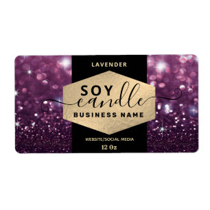 Modern elegant sparkle script candle label