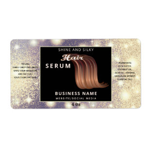 Modern elegant  sparkle script hair serum label