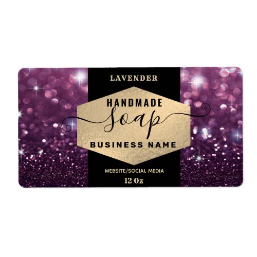 Modern elegant sparkle script soap label
