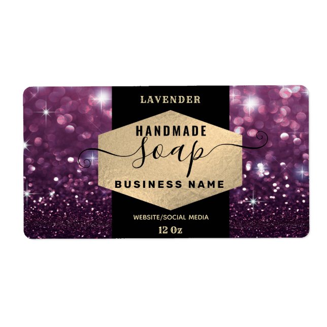 Modern elegant sparkle script soap label (Front)