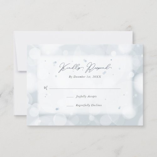 Modern Elegant Sparkly Blue Bokeh RSVP Card