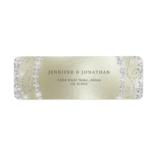 Modern Elegant Sparkly Diamond Chic Gold Label (Front)