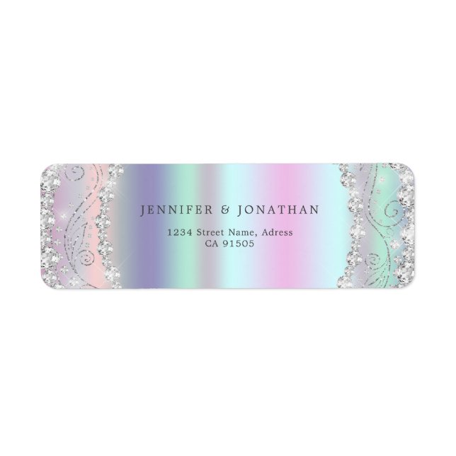 Modern Elegant Sparkly Diamond Chic Holographic Label (Front)
