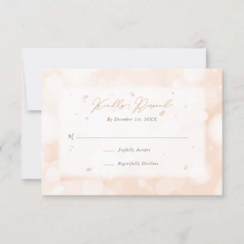 Modern Elegant Sparkly Peach Bokeh RSVP Card