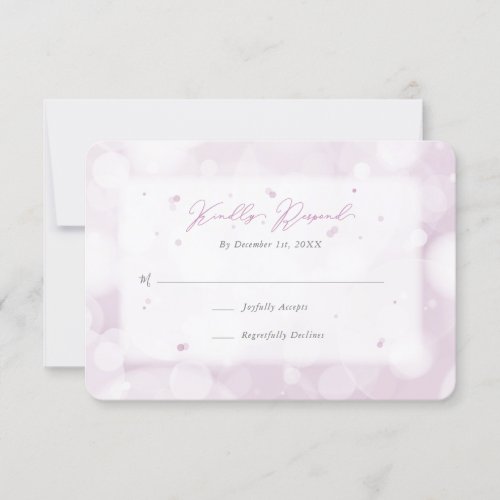 Modern Elegant Sparkly Pink Bokeh RSVP Card