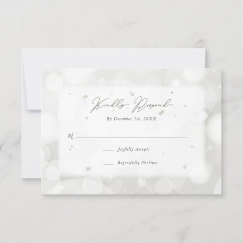 Modern Elegant Sparkly Taupe Bokeh RSVP Card