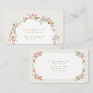 Modern Elegant Spring Wildflowers Floral Arch Business Card
