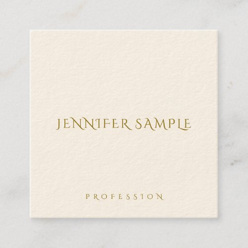 Modern Elegant Square Simple Template Gold Text Square Business Card