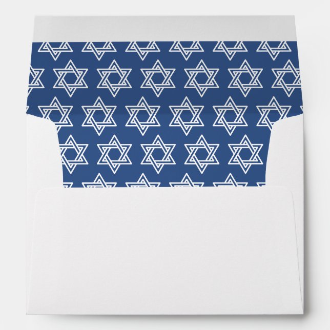 Modern Elegant Star of David Pattern Bar Mitzvah Envelope (Back (Bottom))