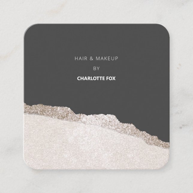 Modern Elegant Stone Gray Agate Professional Square Business Card (Front)