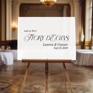 Modern Elegant Story Begins Wedding Welcome Foam Board