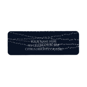 Modern Elegant String of Lights Blue Celebration Label