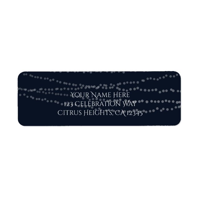Modern Elegant String of Lights Blue Celebration Label (Front)