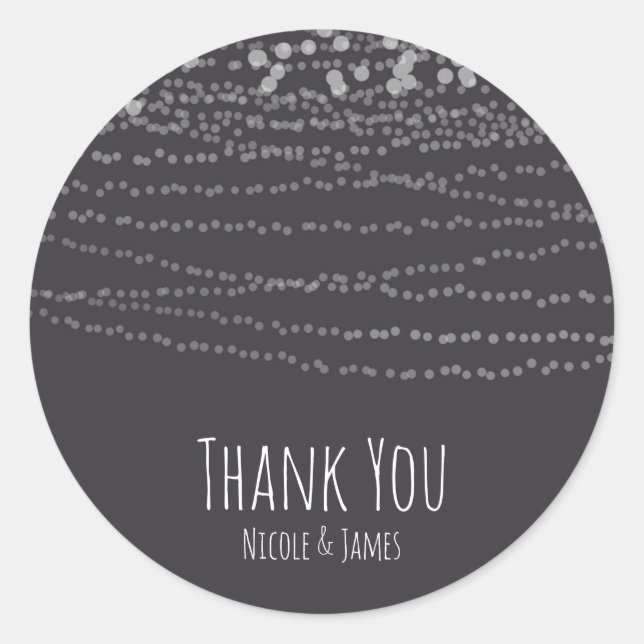 Modern Elegant String of Lights Event Celebration Classic Round Sticker (Front)