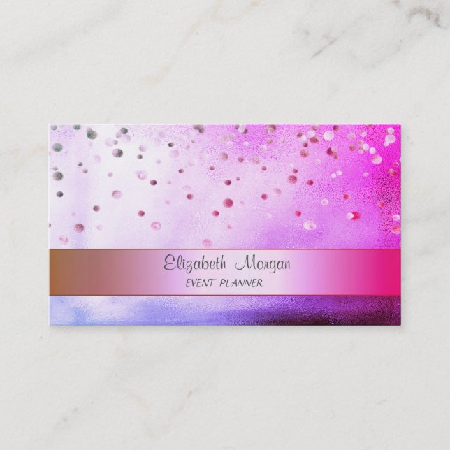 Modern Elegant Stripe Confetti Business Card (Front)