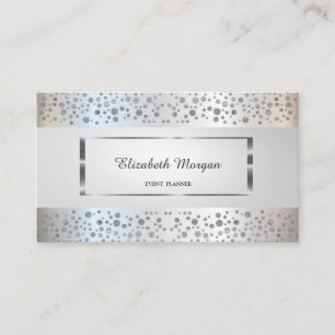 Modern Elegant,Stripe,Silver Confetti, Frame Business Card