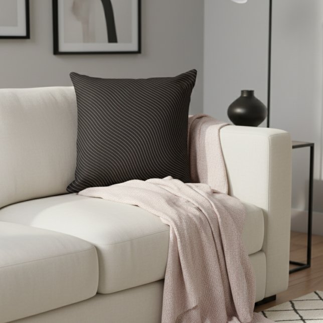 Modern Elegant Striped Black Throw Pillow (Creator Uploaded)