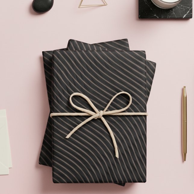 Modern Elegant Striped Black Wrapping Paper Sheets (Creator Uploaded)