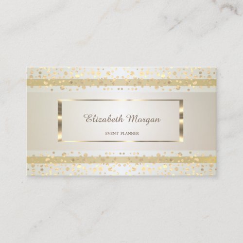 Modern ElegantStripedGold ConfettiGold Frame Business Card