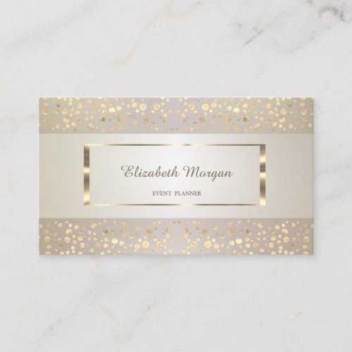 Modern ElegantStripedGold ConfettiGold Frame Business Card